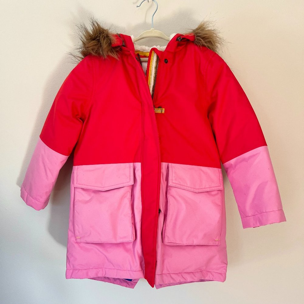 Boden Girls Hooded Waterproof Parka Red/Pink size 5-6Y